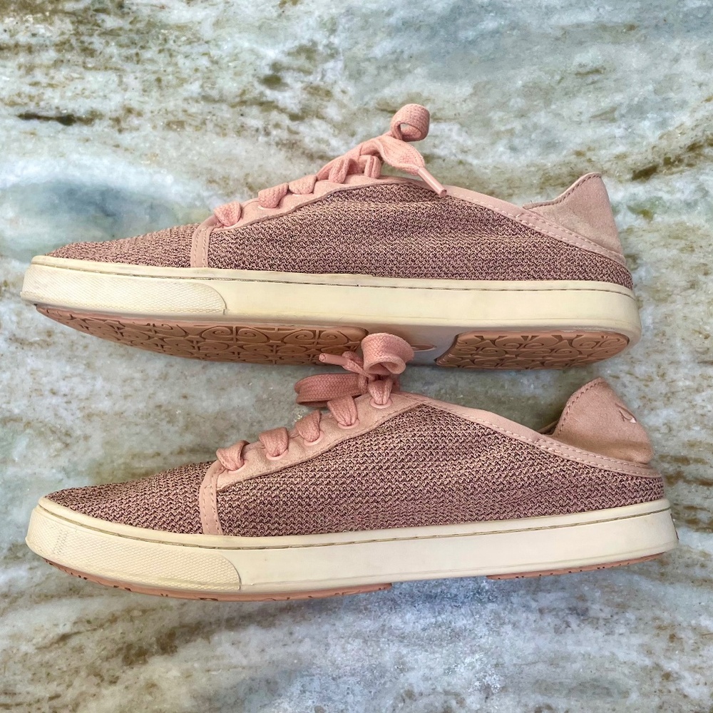 Olukai Pehuea Li Shoes - Mesh Drop Heel/Lace Up Pink Women’s 7.5